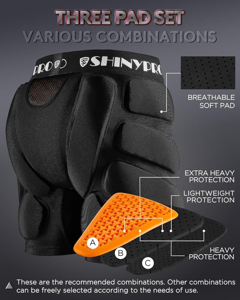 SHINYPRO Protective Padded Shorts for Snowboarding and Skating,Tear Resistance Butt Pad Heavy Duty Protection - Image 2